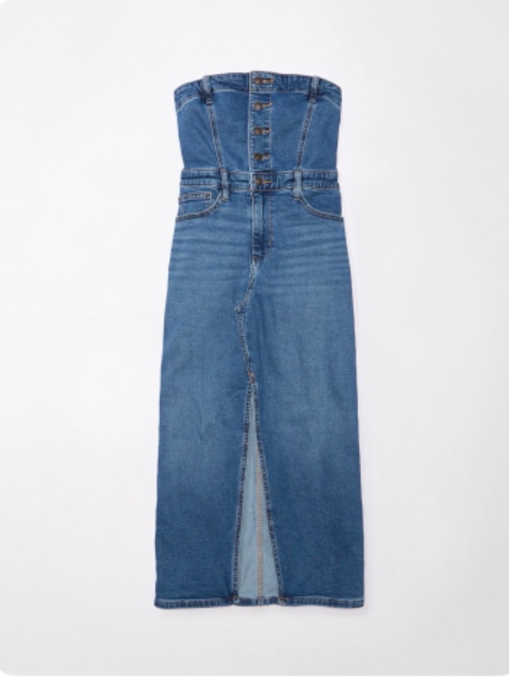 American Eagle Denim Tube Midi Dress